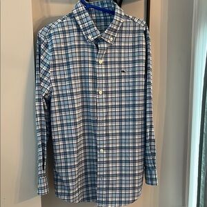 Vineyard Vines Blue and White Performance Button Down Shirt Size 7
